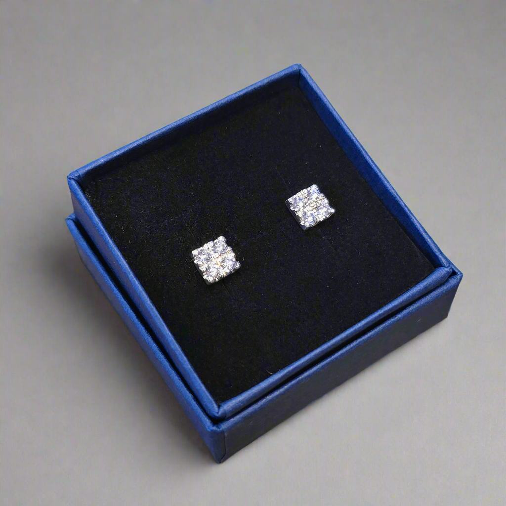 Silver square earrings