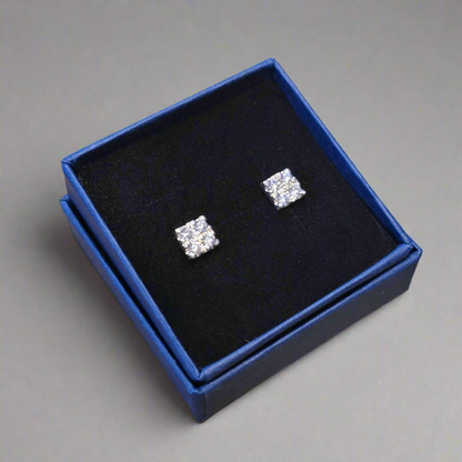 Silver square earrings
