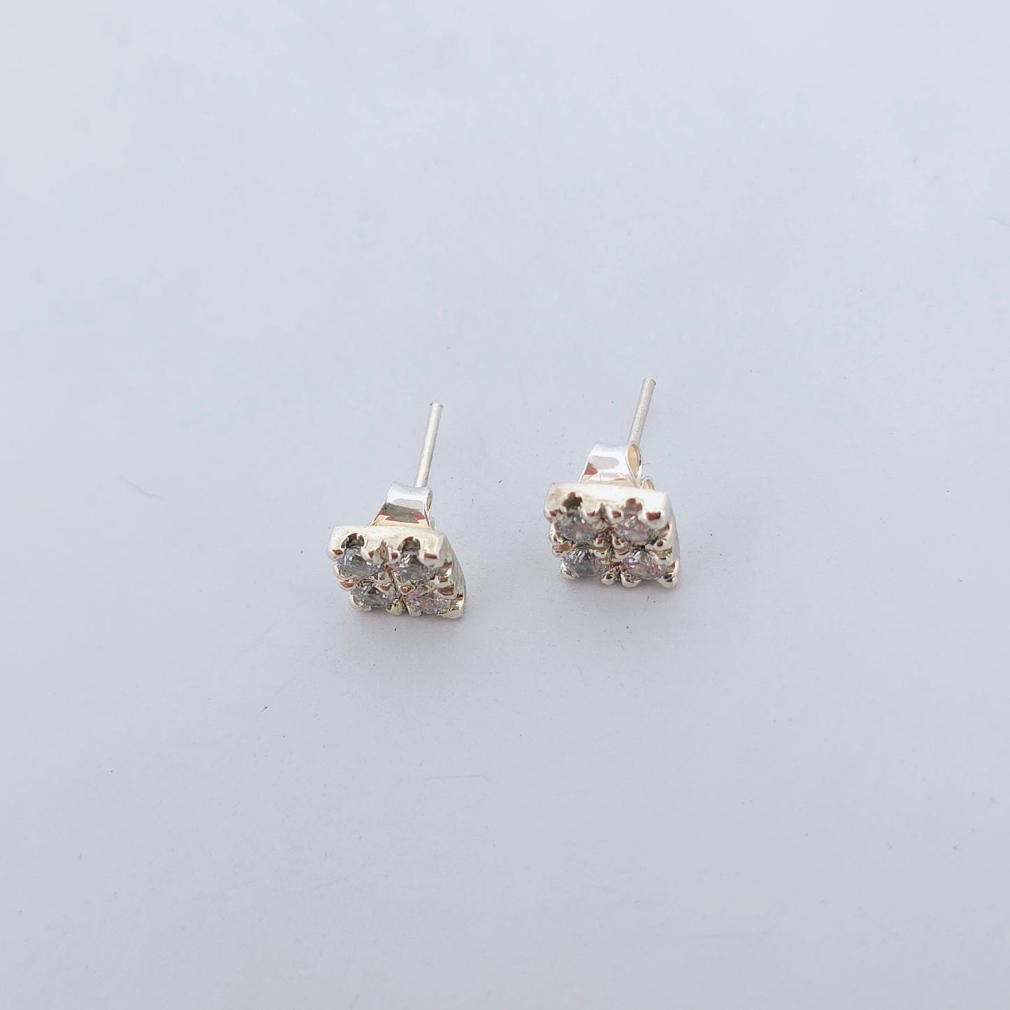 Silver square earrings