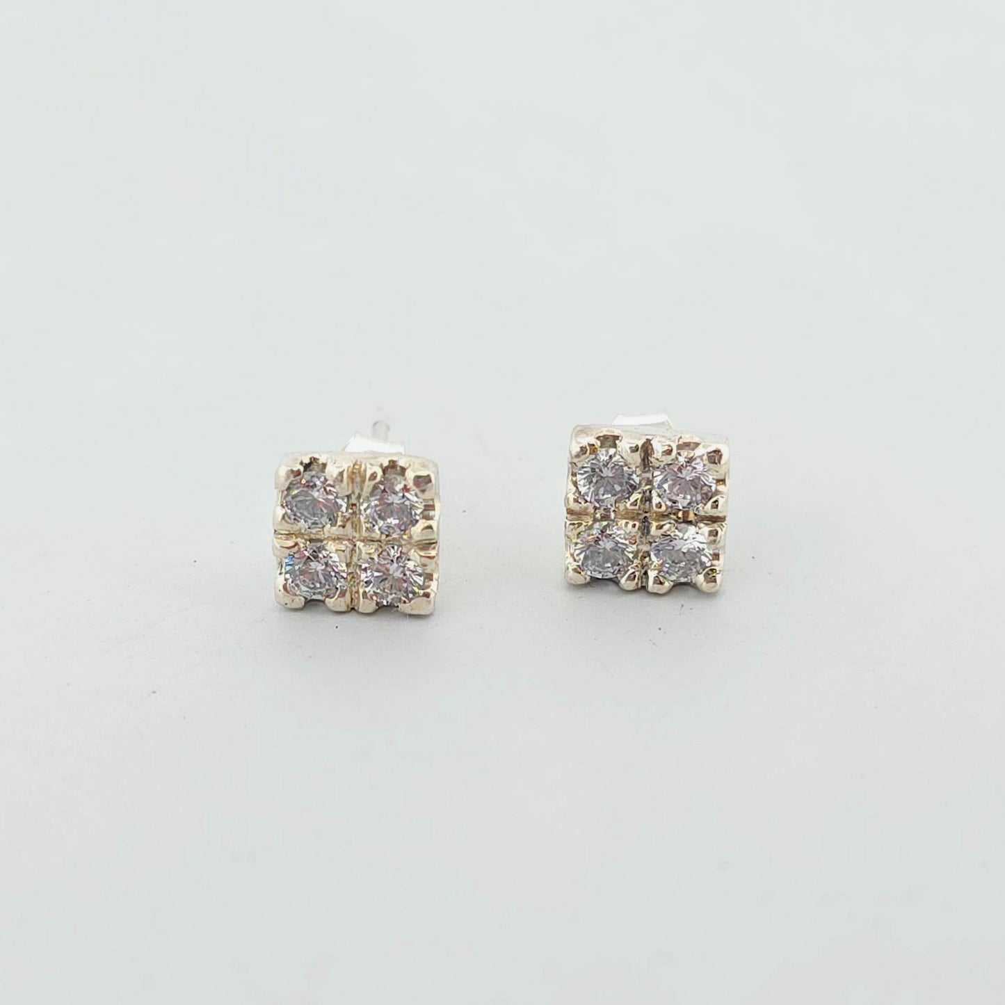 Silver square earrings